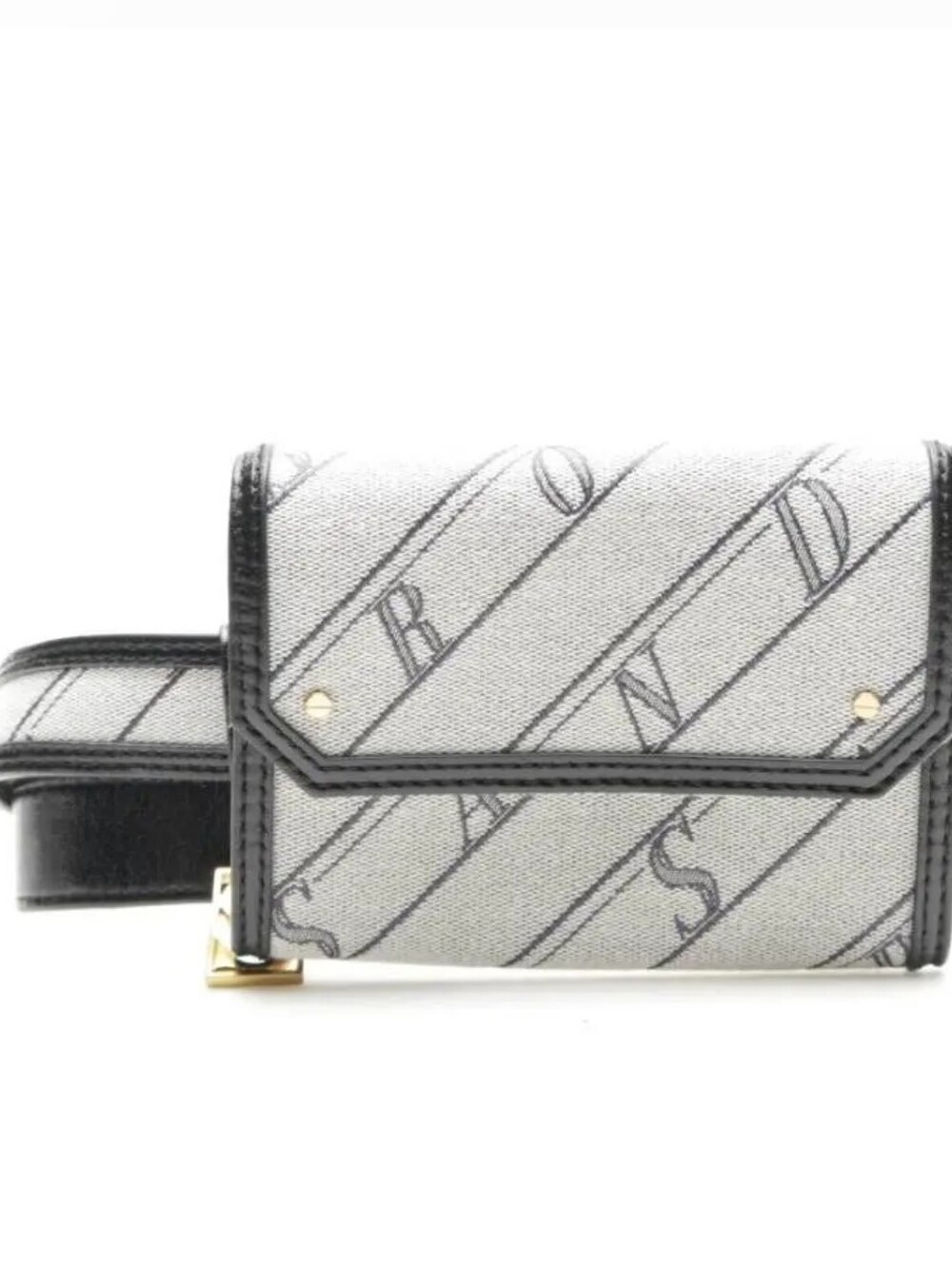 Luxury Sandro Paris Belt Wallet Bag OZ cow leather Belt Textile Gray Black Gold